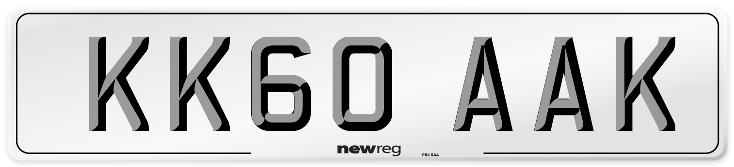 KK60 AAK Number Plate from New Reg
